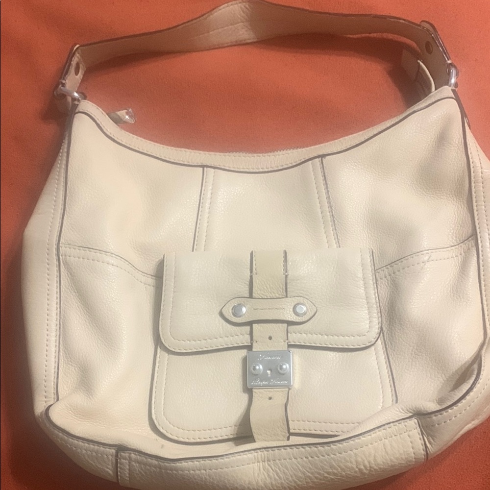 Ralph Lauren Cream Tan Leather Shoulder bag / multiple compartments